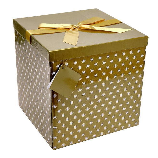 Gold & White Stars Flat Pack Jumbo Gift Box
