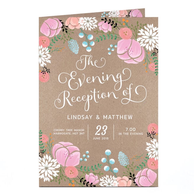 Personalised Evening Reception Invitation - Rustic Floral