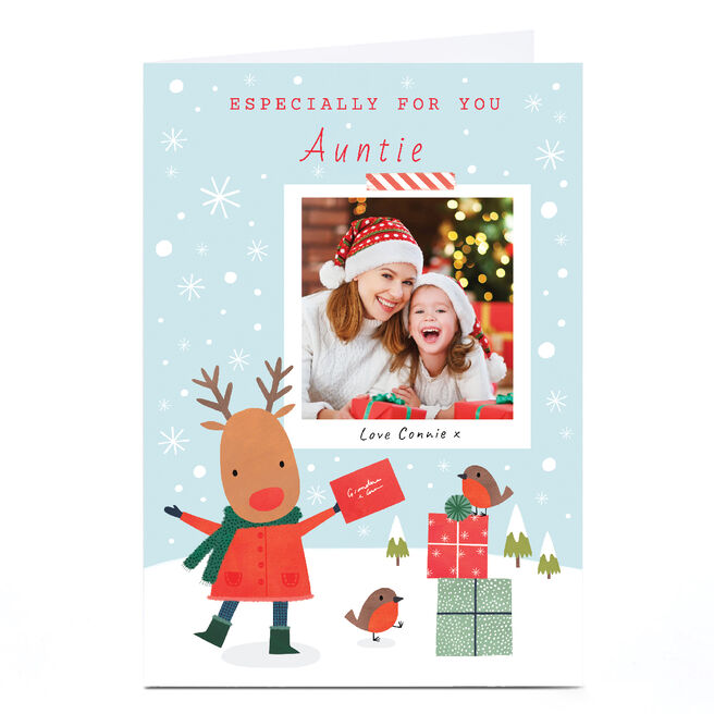 Photo Lemon and Sugar Christmas Card - Reindeer Polaroid, Auntie