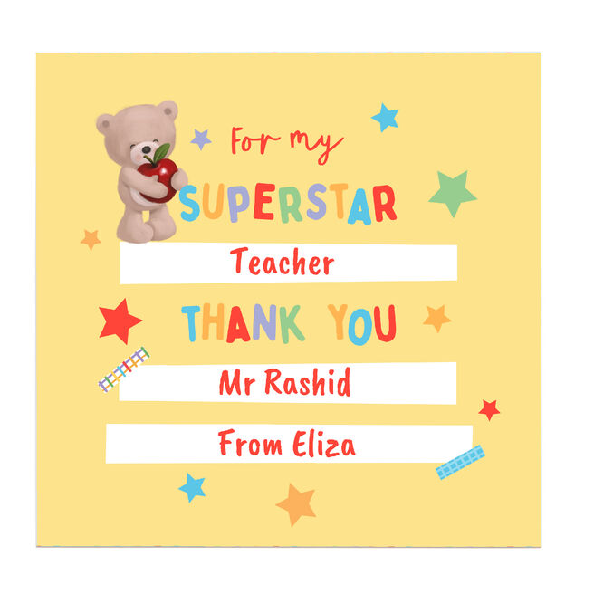 Personalised Belgian Chocolates - Hugs Bear Superstar Teacher