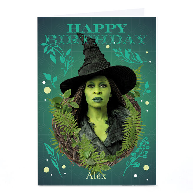 Personalised Wicked Birthday Card - Elphaba Foliage, Any Name