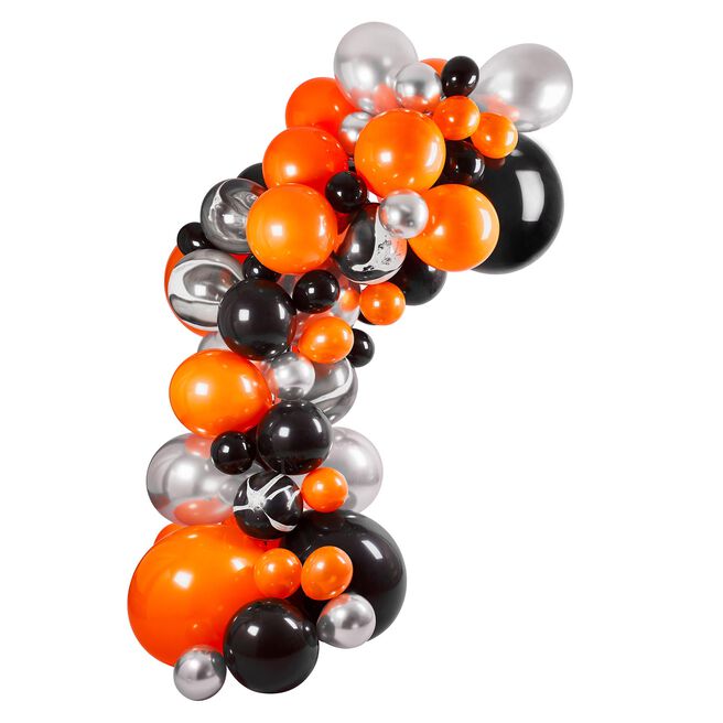 Black, Orange & Silver Balloon Arch Kit