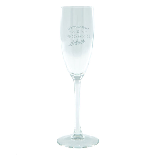 Personalised Engraved Champagne Flute - Prosecco O'clock