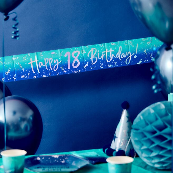 Happy 18th Birthday Banner - Blue