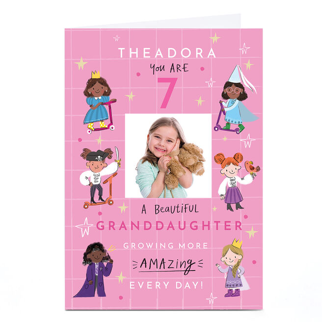 Personalised Birthday Card - Growing More Amazing Every Day, Granddaughter, Editable Age
