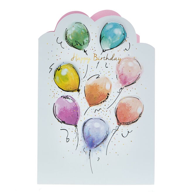 Birthday Card - Colourful Balloons Happy Birthday