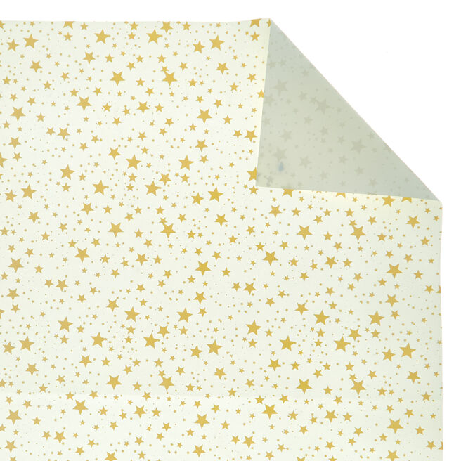 Gold Stars Christmas Wrapping Paper - 10 Sheets