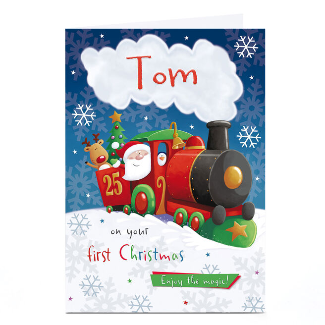 Personalised 1st Christmas Card - Santa On A Train