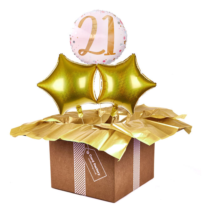 Pink & Rose Gold 21st Birthday Balloon Bouquet - Free Delivery!