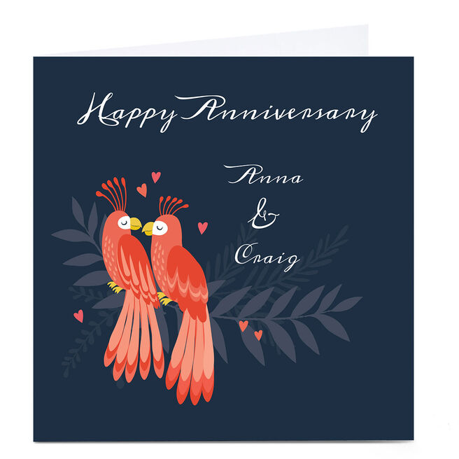 Personalised Klara Hawkins Anniversary Card - Parrots 