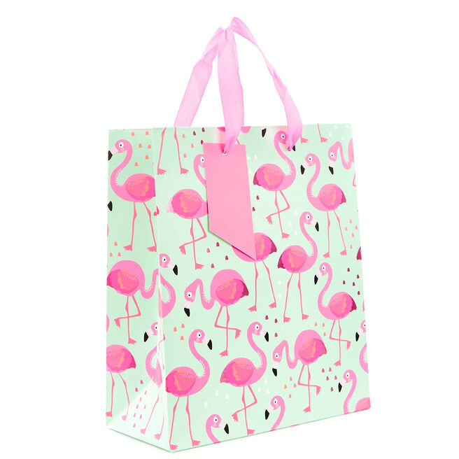 Medium Mint & Pink Flamingo Gift Bag