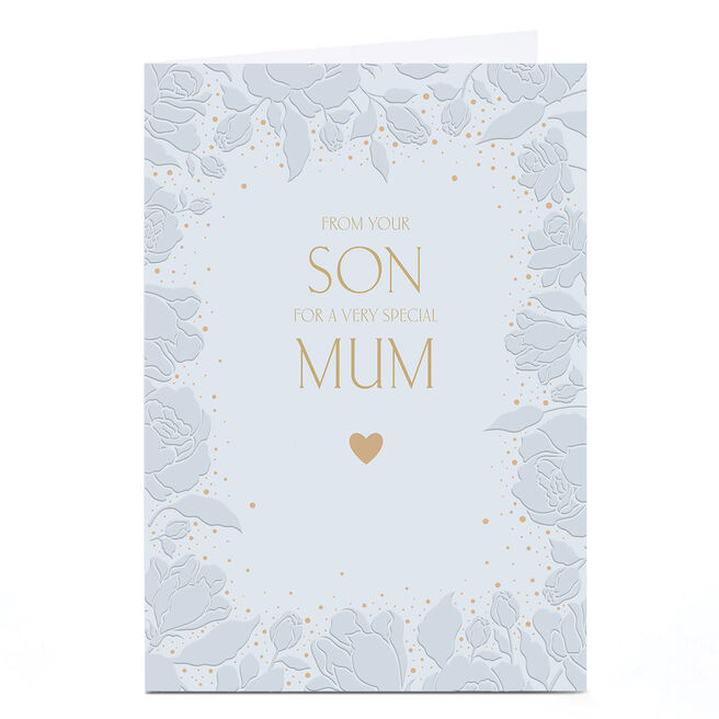 Personalised Birthday Card - Pastel Blue Floral, Mum From Your Son