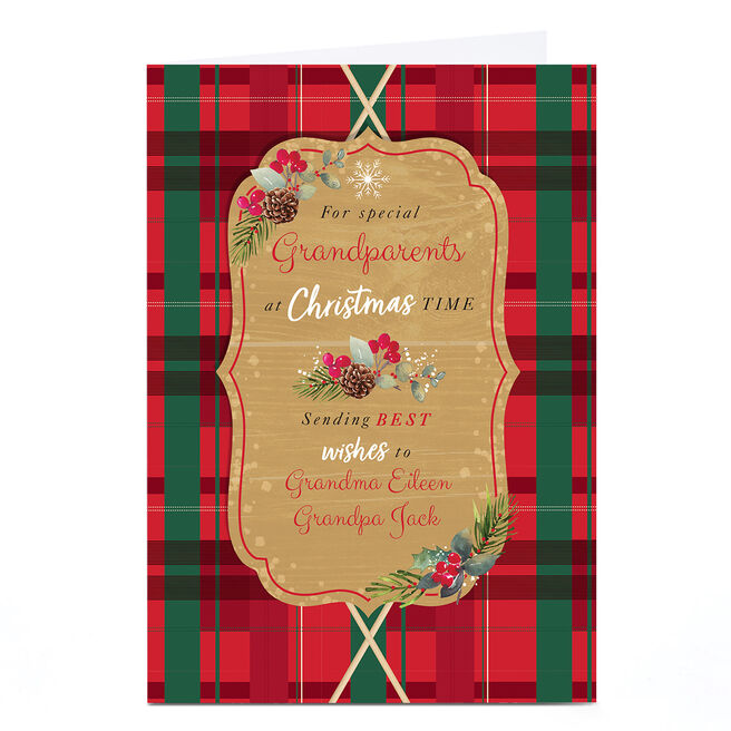 Personalised Christmas Card - Tartan Best Wishes
