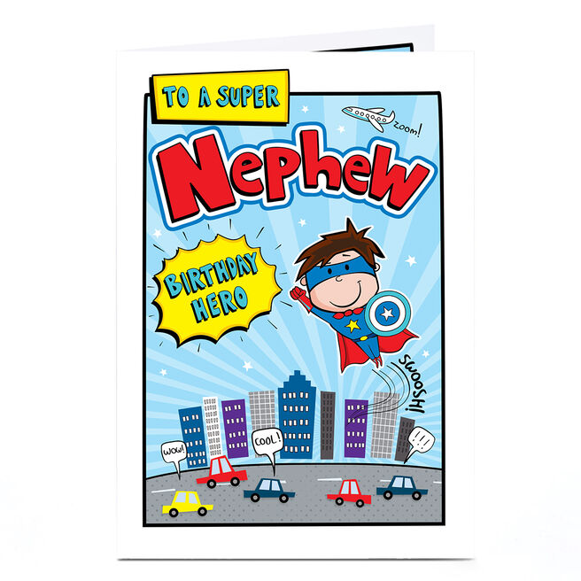 Birthday Card - Superhero City, Nephew