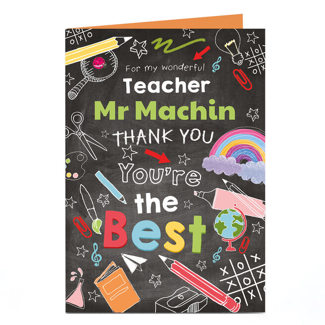 Personalised Thank You Teacher Card - Chalkboard, You're The Best