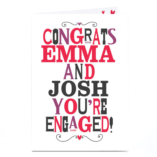 Personalised Engagement Card - Red, Purple & Black