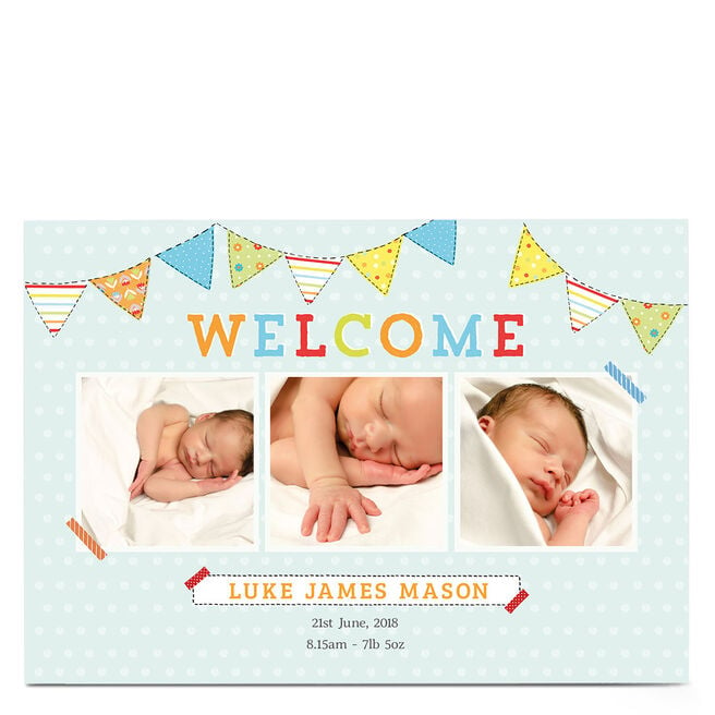 Photo New Baby Card - Welcome Bunting