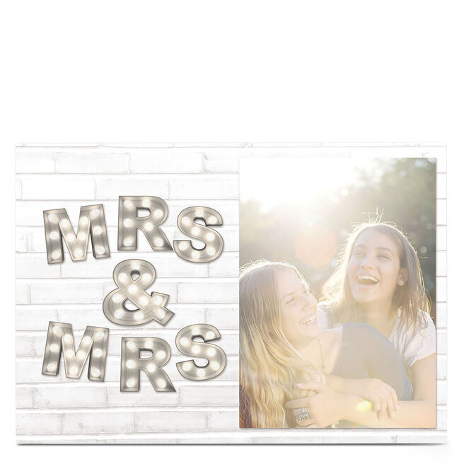 Photo Upload Card - Mrs & Mrs Lightbulb Letters
