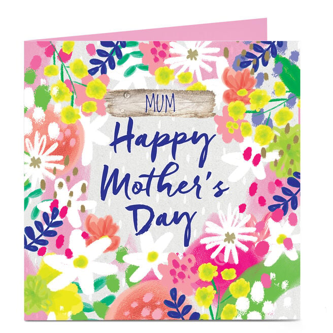 Personalised Mother's Day Card - Colourful Flowers, Mum