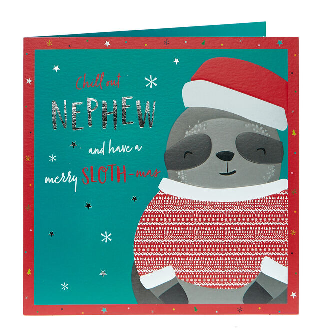 Christmas Card - Nephew, Merry Sloth-Mas