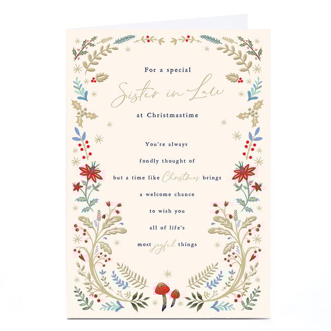 Personalised Christmas Card - A Special Sister In Law At Christmastime