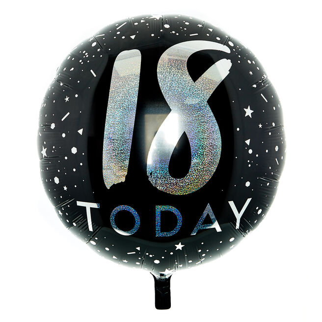 Black & Silver 18 Today 31-Inch Foil Helium Balloon