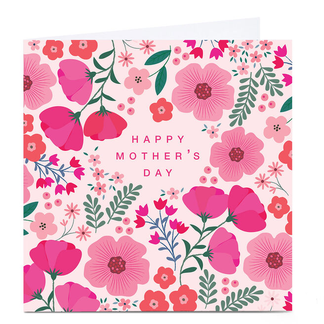 Personalised Klara Hawkins Mother's Day Card - Pink Flowers