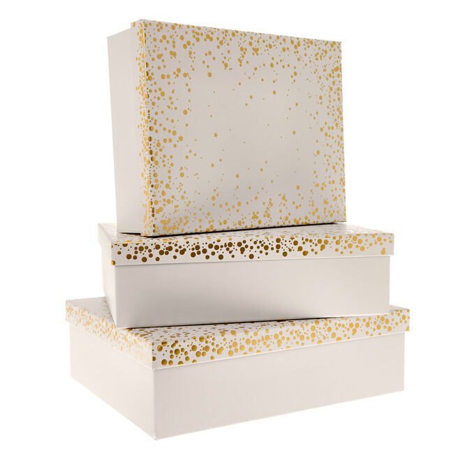 Cream & Gold Gift Boxes - Set of 3