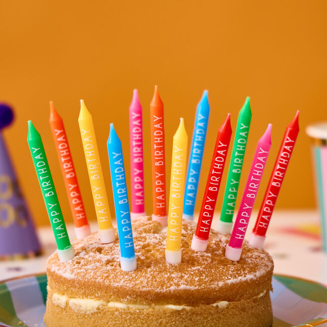 Brights Happy Birthday Cake Candles - Pack of 12