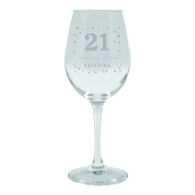 Personalised Milestone Age Wine Glass - Editable Age, Name & Message