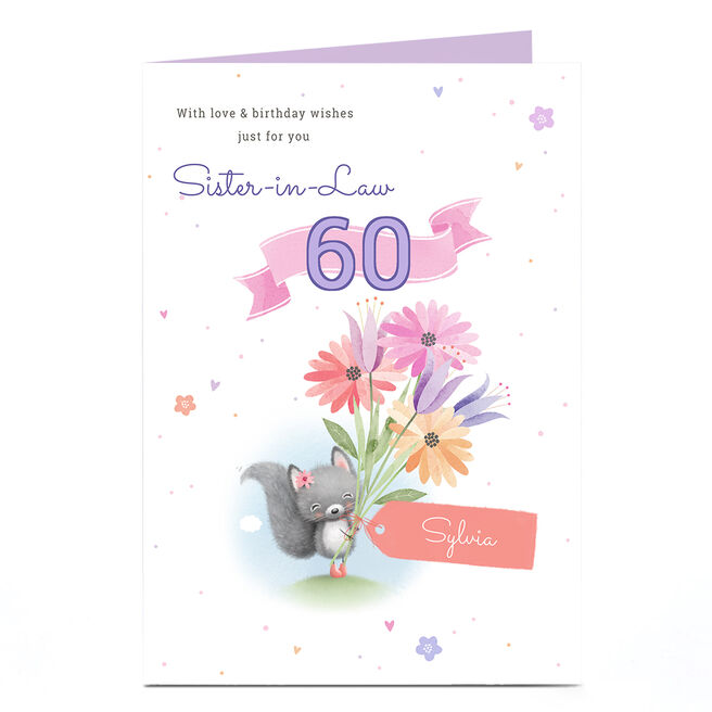 Personalised Birthday Card - Cute Squirrel Love & Wishes , Editable Age