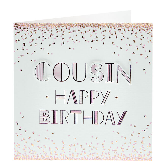 Birthday Card - Cousin Shimmering Confetti