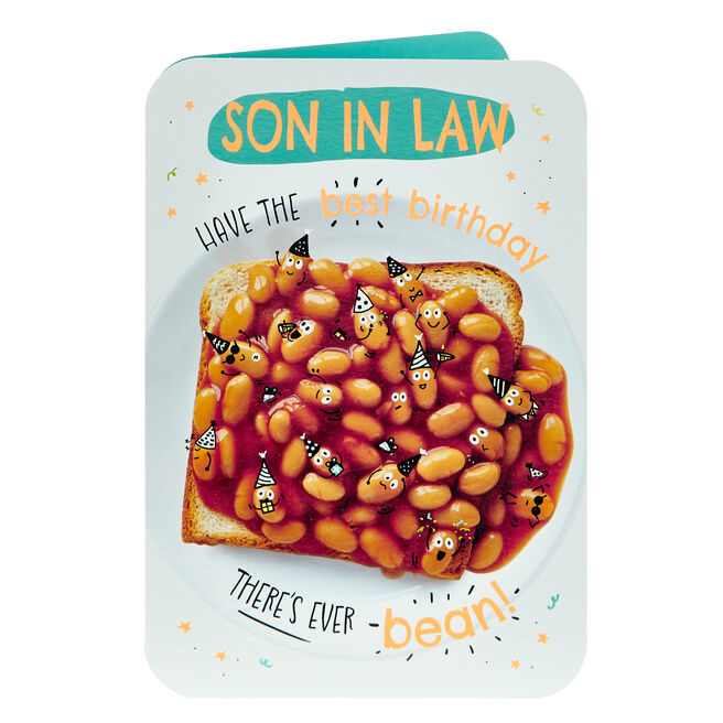 Son in Law Have The Best Day Baked Beans Birthday Card