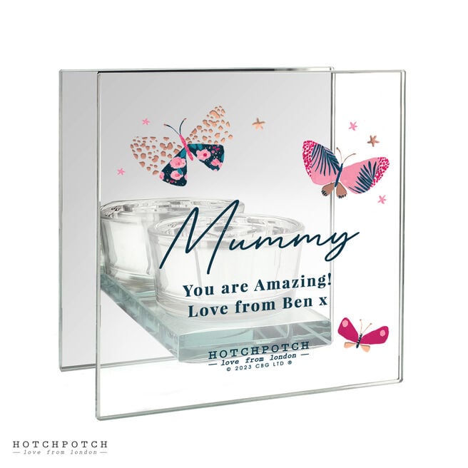 Personalised Mother's Day Butterfly Mirrored Tealight Holder