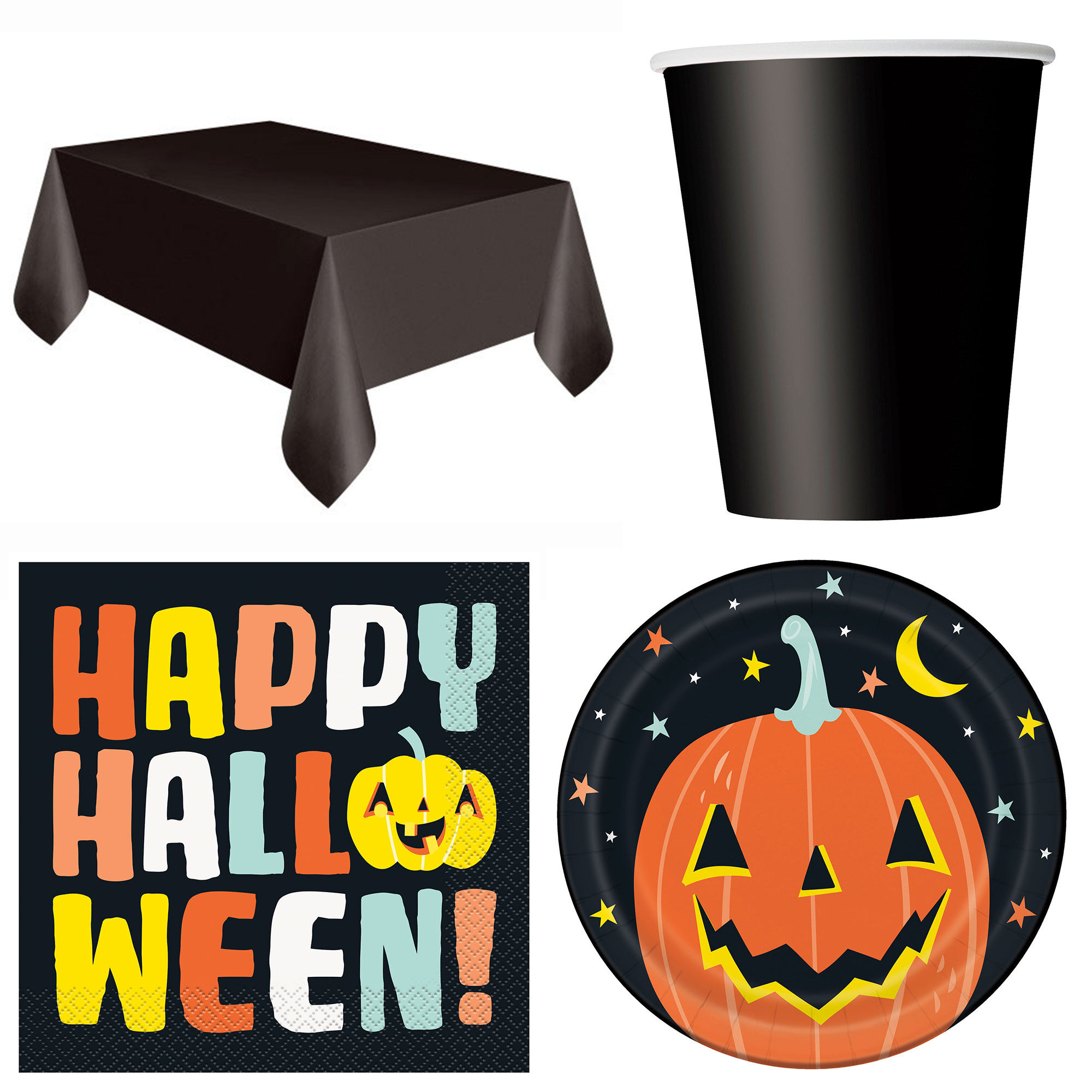 October Eve Halloween Party Supplies Pumpkin Jack O Lantern Party Bundle with Plates & Napkins for 16 Guests 