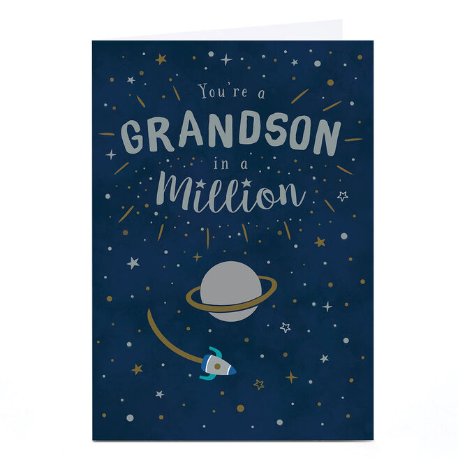 Personalised Birthday Card - Grandson In A Million Space and Rocket, Grandson