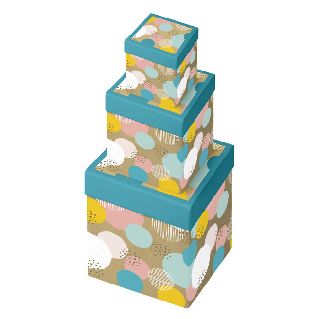 Recyclable Spotty Kraft Gift Boxes - Set of 3