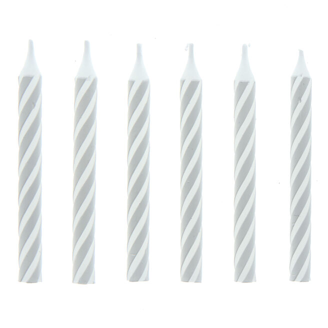White Striped Birthday Candles - Pack of 24