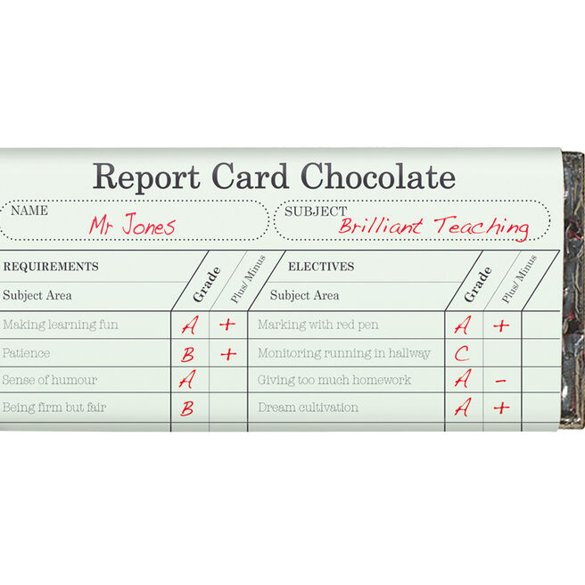 Personalised Chocolate Bar - Teacher's Report Card