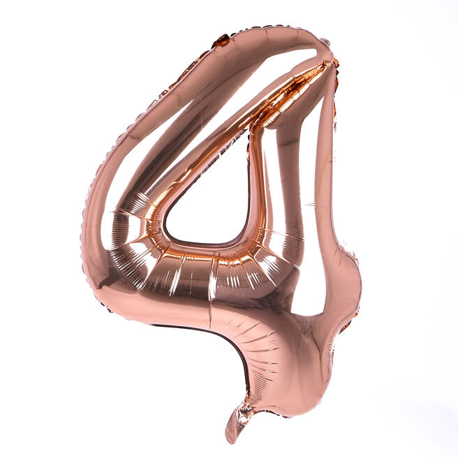 Rose Gold Number 4 Giant Foil Helium Balloon (Deflated)