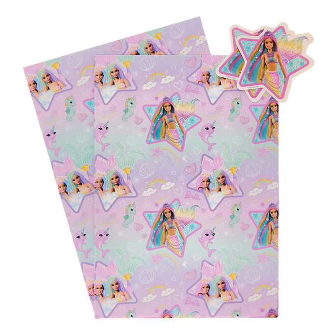 Barbie Wrapping Paper - 2 Sheets & 2 Tags