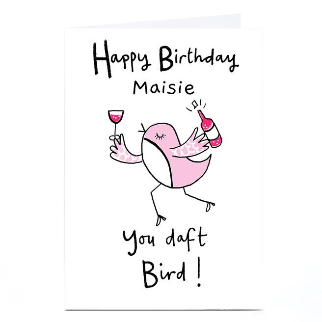 Personalised Lindsay Kirby Birthday Card - You Daft Bird