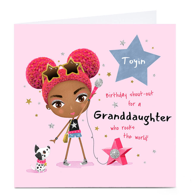 Personalised Birthday Card - Popstar Girl Granddaughter