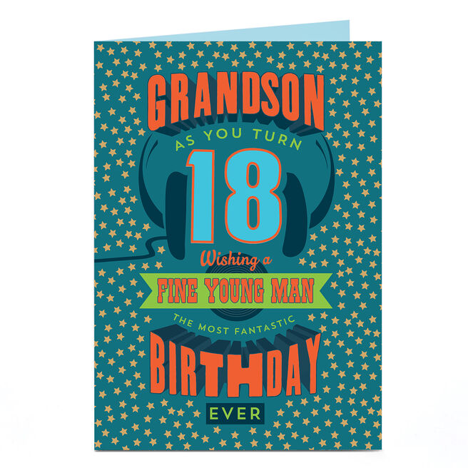 18th Birthday Card - Fine Young Man, Grandson