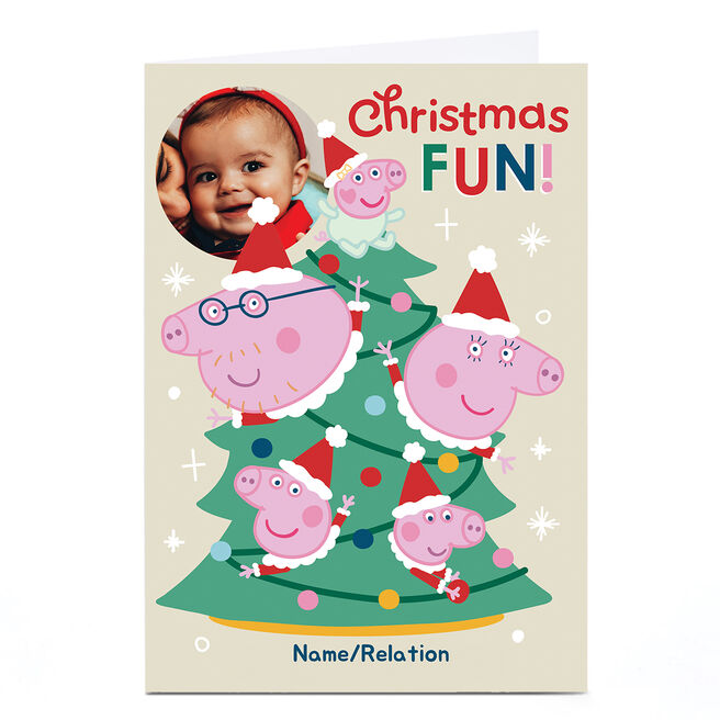 Personalised Peppa Pig Christmas Card - Christmas Tree, Any Name or Relation