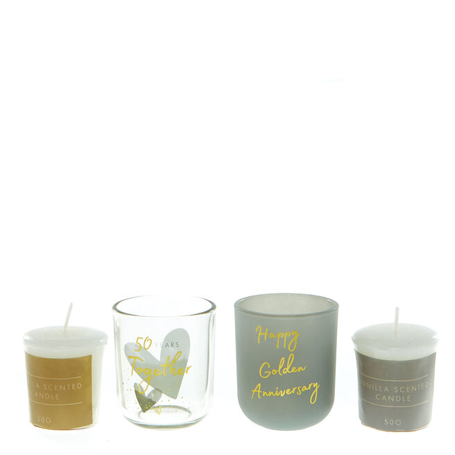 Perfect Together 50th Anniversary Twin Candle Set