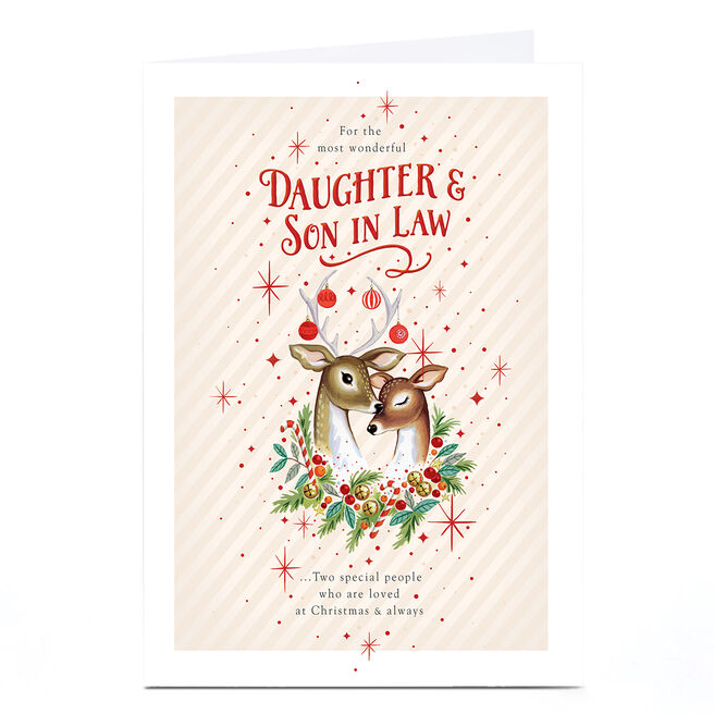 Christmas Card - Deer in Wreath, Wonderful Daughter & Son In Law