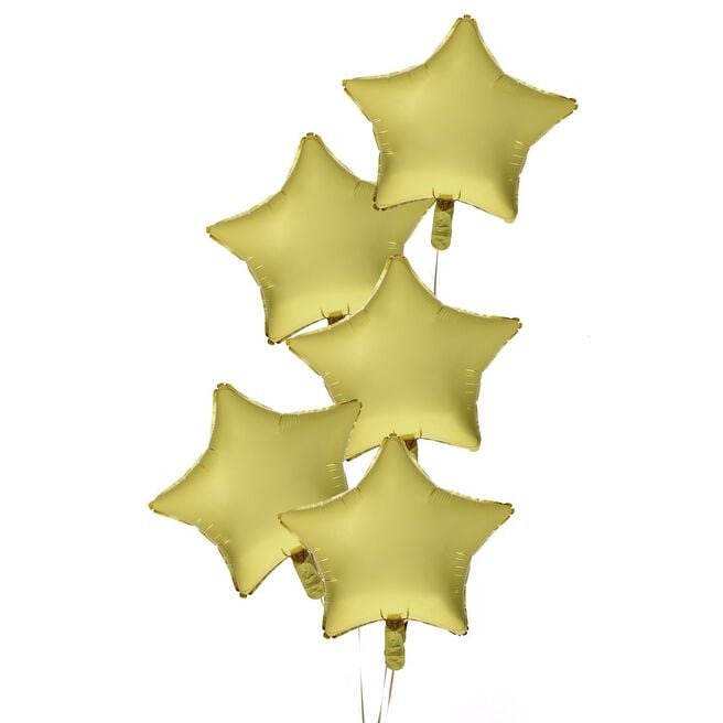 5 Gold Stars Stars Balloon Bouquet - DELIVERED INFLATED!