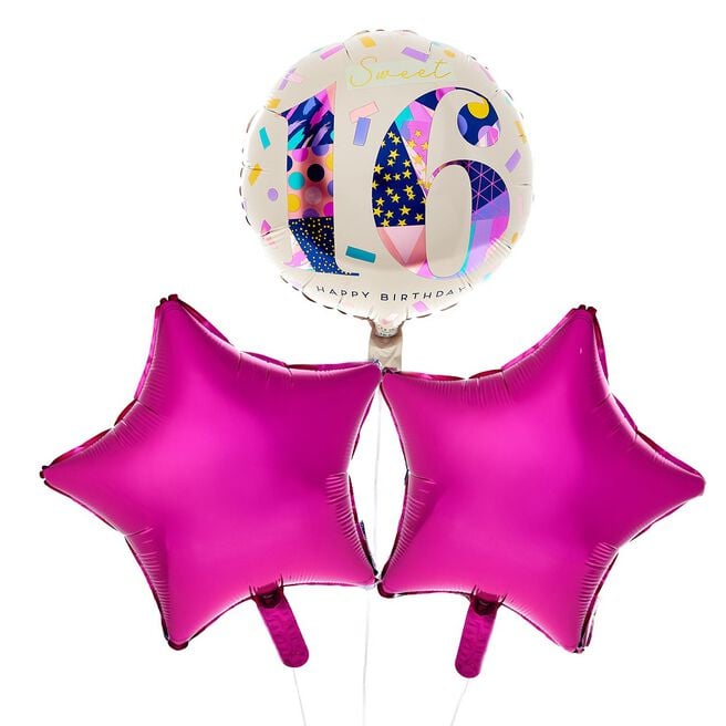 Sweet 16 Birthday Balloon Bouquet - DELIVERED INFLATED!