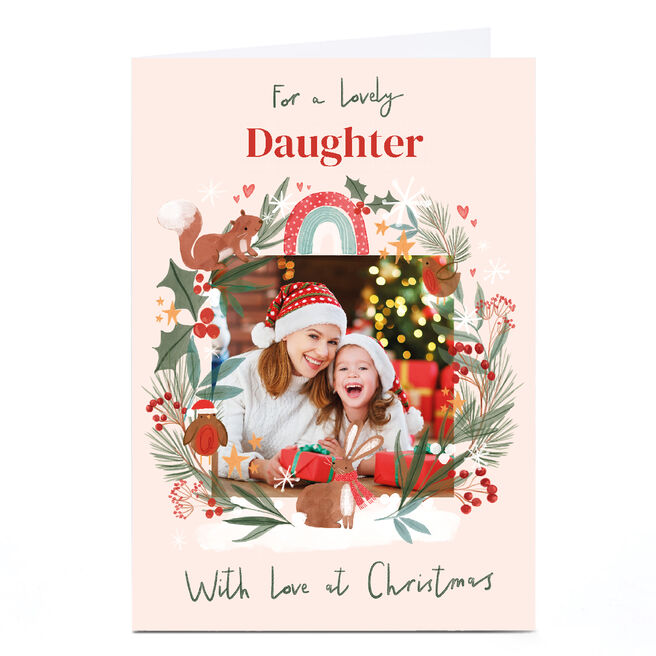 Photo Christmas Card - With Love at Christmas Festive Frame, Daughter